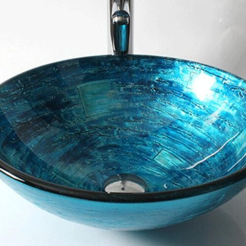 Luxury Vintage Bathroom Round Tempered Glass Sink