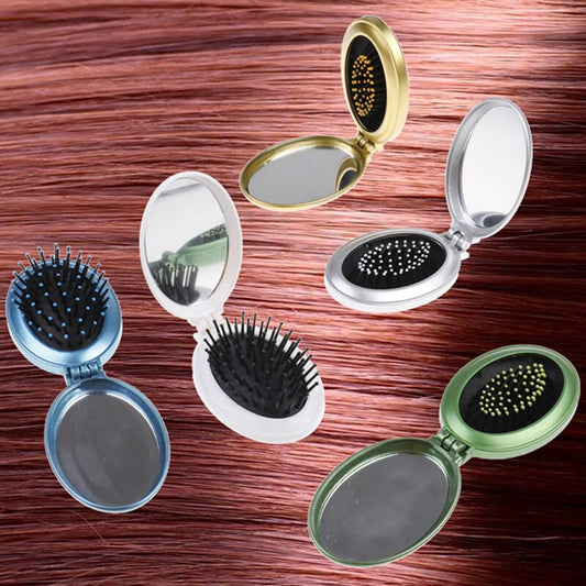 Pocket Beauty Mini Travel Hair Brush Mirror