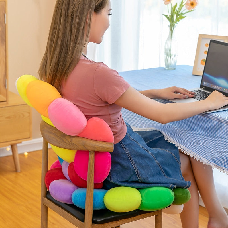 Colorful Sunflower Plush Comfy Seat Cushion