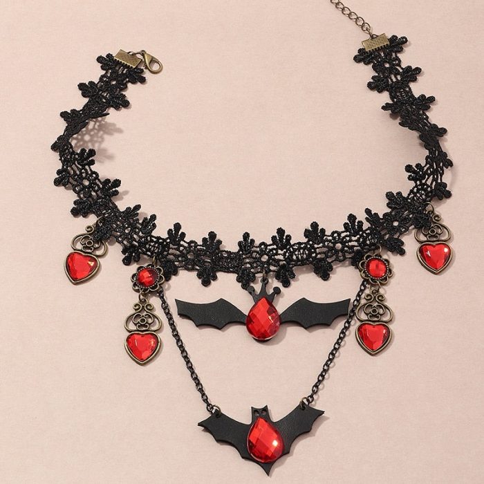 Red Bat Halloween Necklace