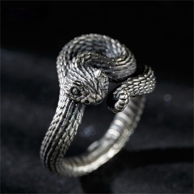 Black Retro Resizeable Gothic Snake Ring