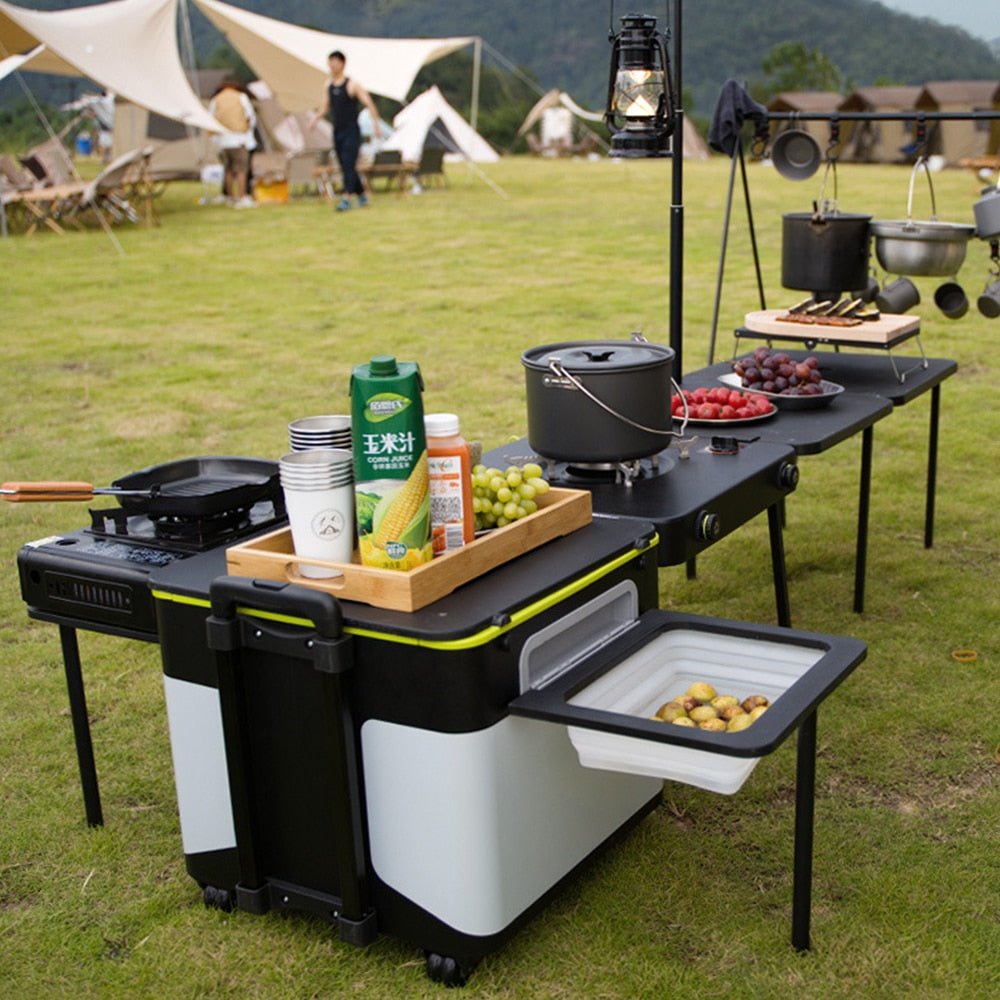 Foldable Mobile Cook Station Outdoor Chef Table