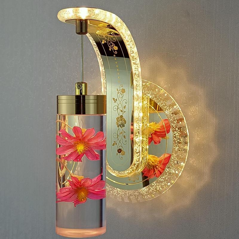 Elegant Crystal Flower Dimming Wall Lamp