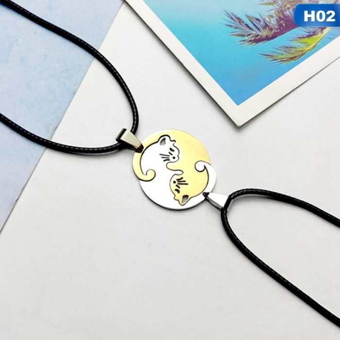 Yin Yang Cat Couple Necklace