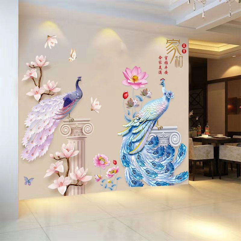 3D Peacock Flower Style Wall Sticker - UTILITY5STORE