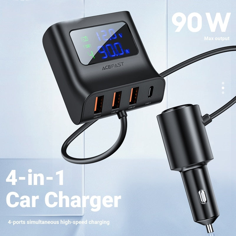 Car USB Splitter Fast Charging Station
