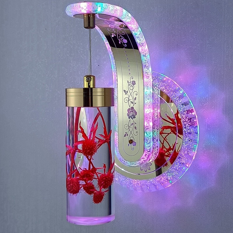 Elegant Crystal Flower Dimming Wall Lamp