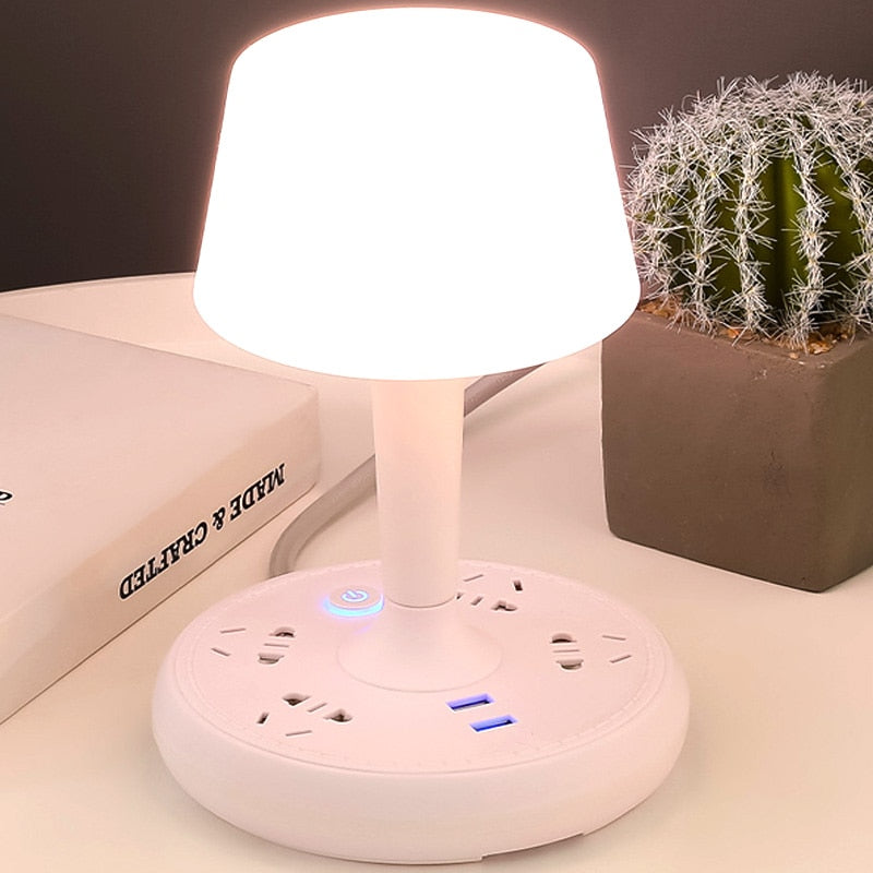 Multi Power Strip Phone Holder Table Lamp