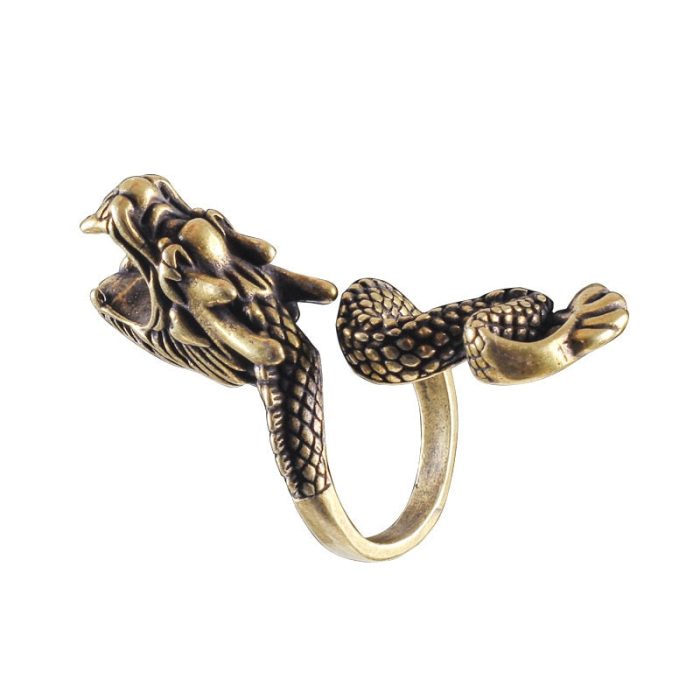 Retro Mystical Time Brass Dragon Ring