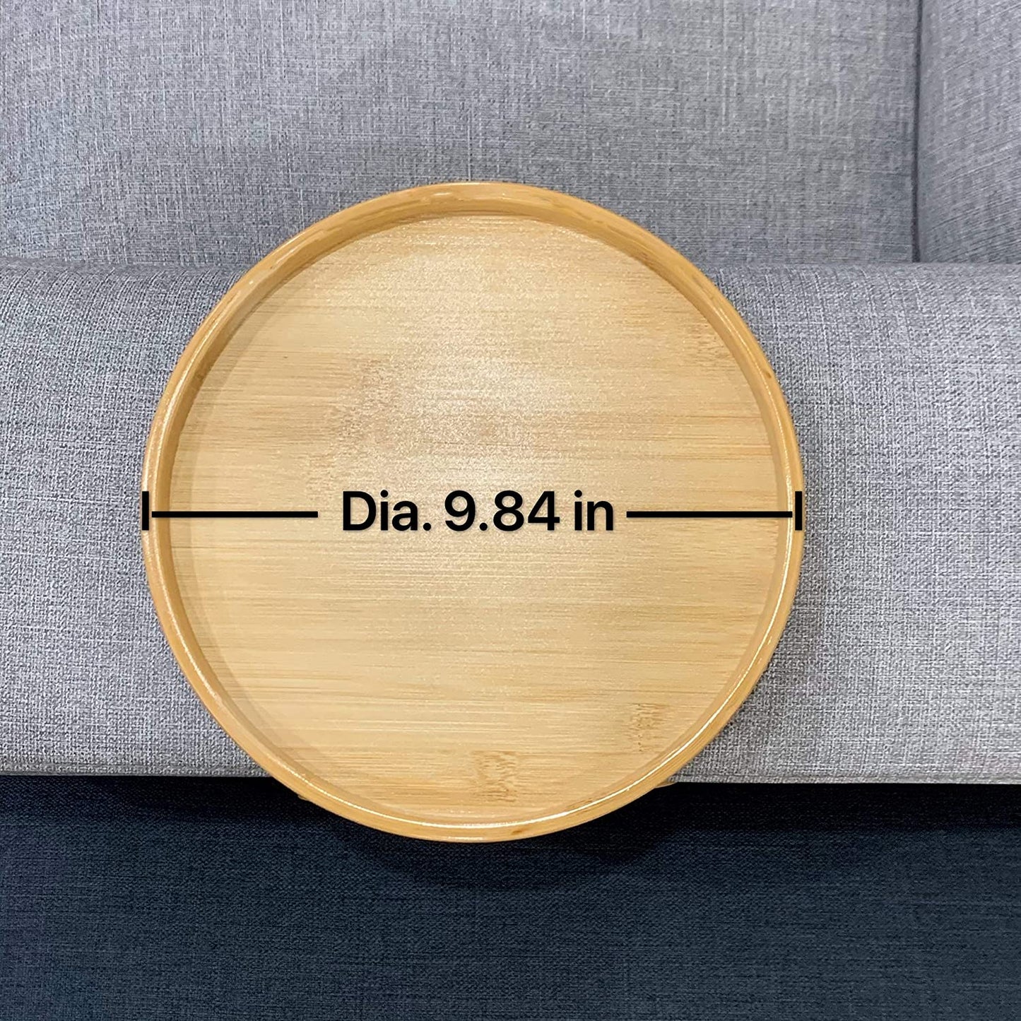 Bamboo Sofa Armrest Clip-On Round Tray