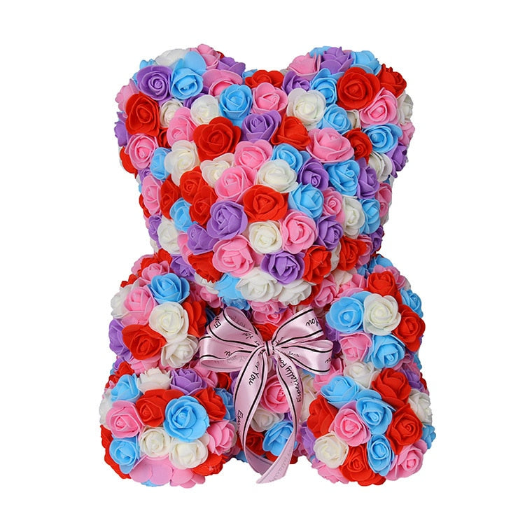 Artificial Rose Flowers Teddy Bear