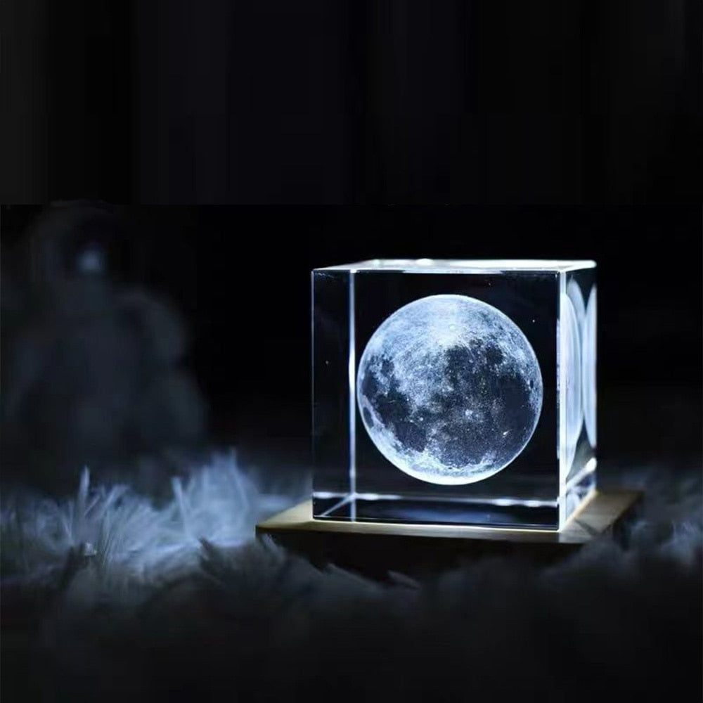 3D Crystal Cube Moon Nightlight - UTILITY5STORE