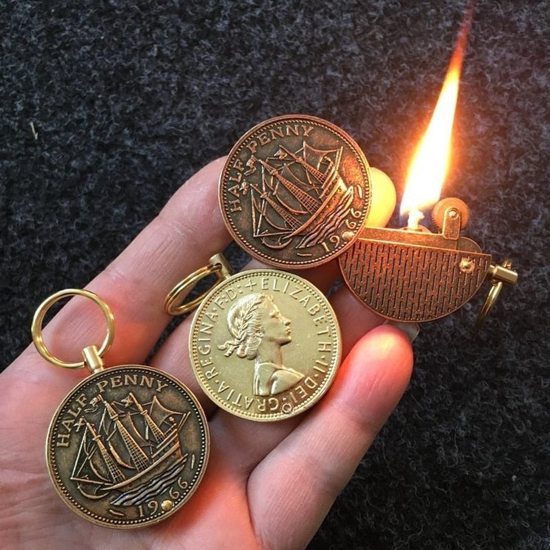 Coin Keychain Flame Kerosene Lighter