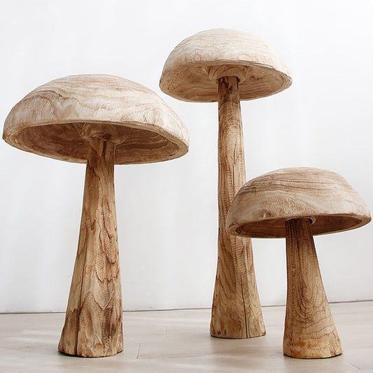 Mushroom Solid Wood Sculpture Home Decor