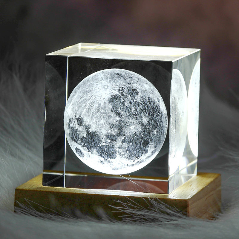 3D Crystal Cube Moon Nightlight - UTILITY5STORE