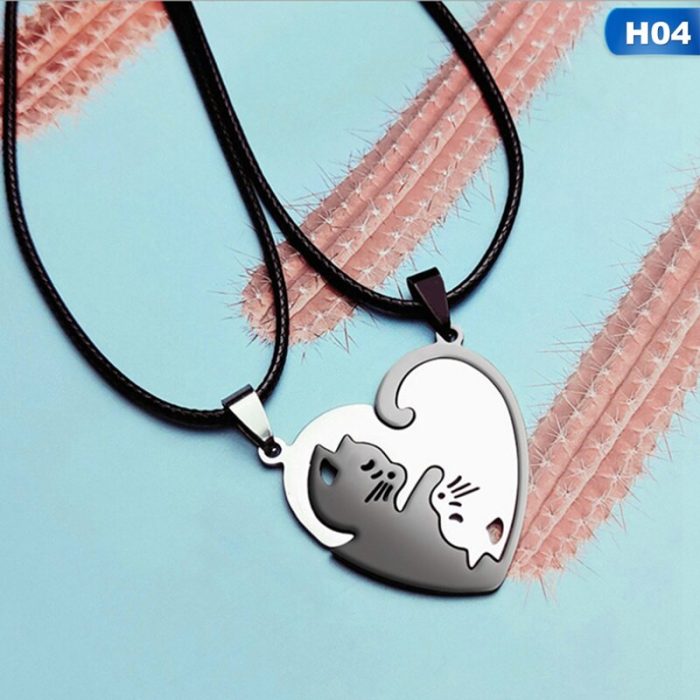 Yin Yang Cat Couple Necklace