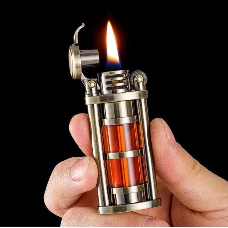 Transparent Windproof Metal Kerosene Flame Fusion Lighter