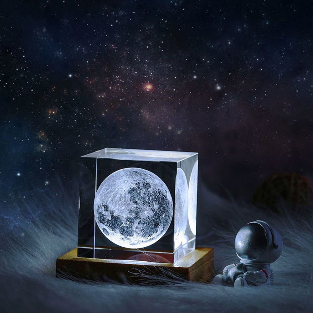 3D Crystal Cube Moon Nightlight - UTILITY5STORE