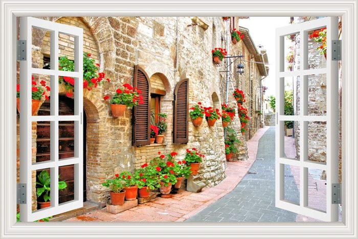 3D Street Scene Self-Adhesive European Wallpaper - UTILITY5STORE