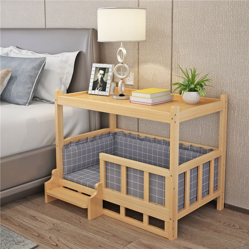 Furry Friend Detachable Pet Wooden Table Bed