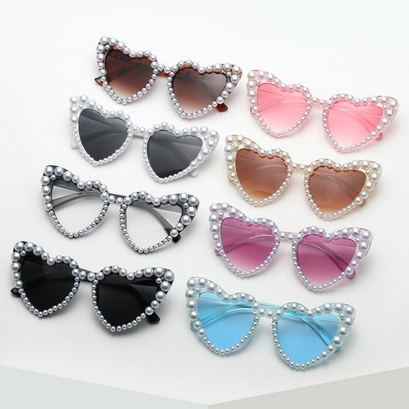 Pearl Heart Retro Cat Eye Sunglasses - UTILITY5STORE