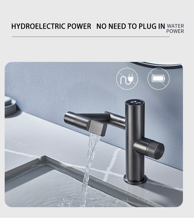 Hydroelectric Rotating Modern Smart Waterfall Faucet
