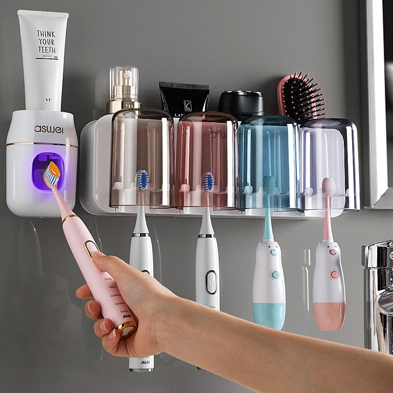 Wall-Hanging Mouthwash Cup Toothbrush Holder