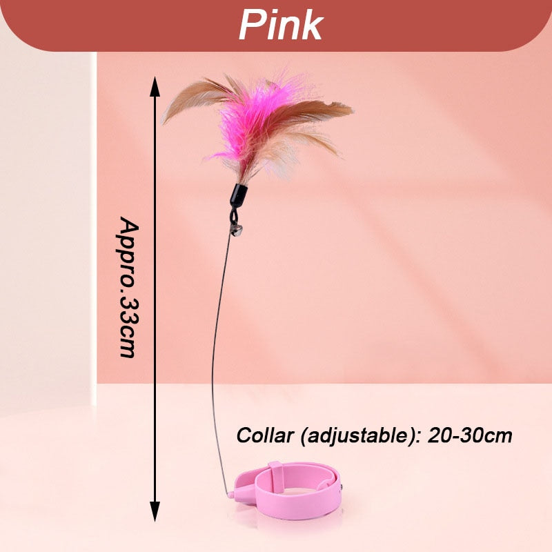 Fluffy Feather Interactive Cat Collar Toy - Happy2Cats