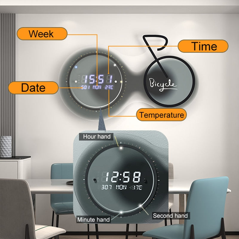 3D Luminous Modern Led Digital Bike Wall Clock - UTILITY5STORE