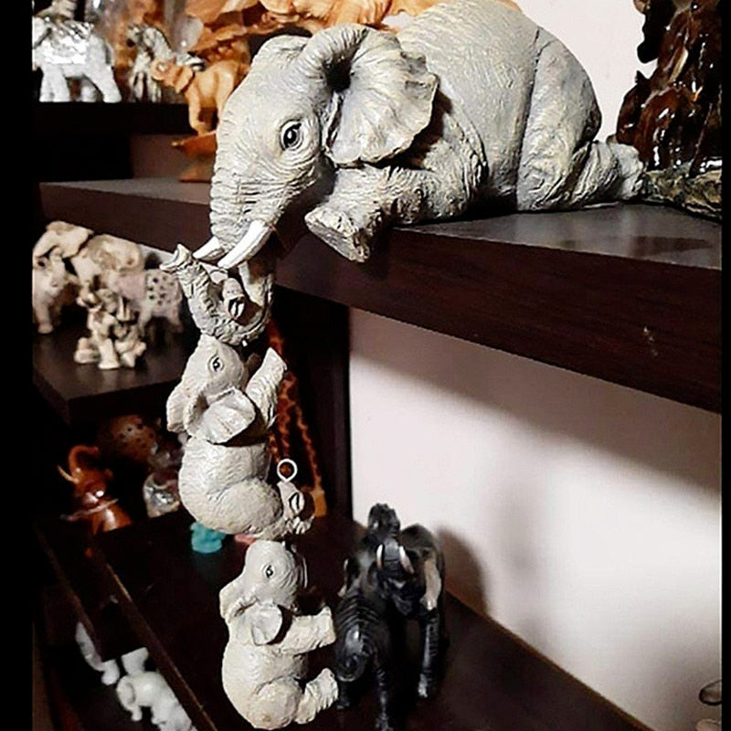 Elephant Family Cute Resin Home Decor