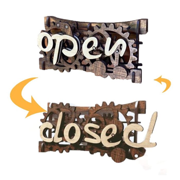 Wooden Double-Sided Reversible Open Closed Sign - UTILITY5STORE