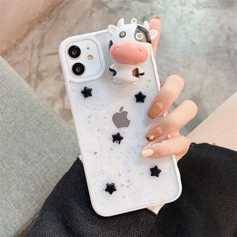 Glowing Cow 3D Transparent iPhone Case