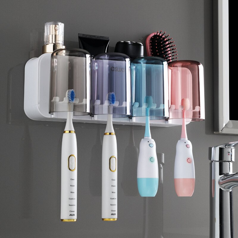 Wall-Hanging Mouthwash Cup Toothbrush Holder