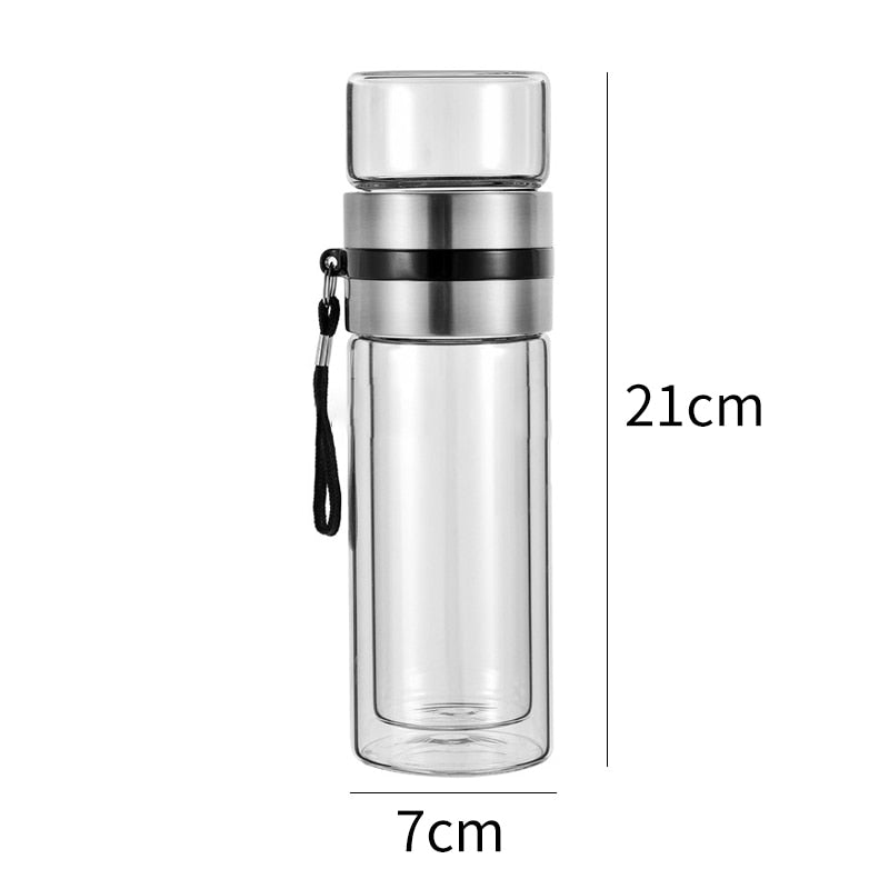 2in1 Double Wall Thermal Smart Tea Glass Bottle - UTILITY5STORE