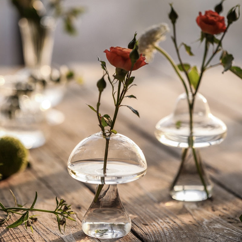 Mushroom Inspired Elegant Glass Vase