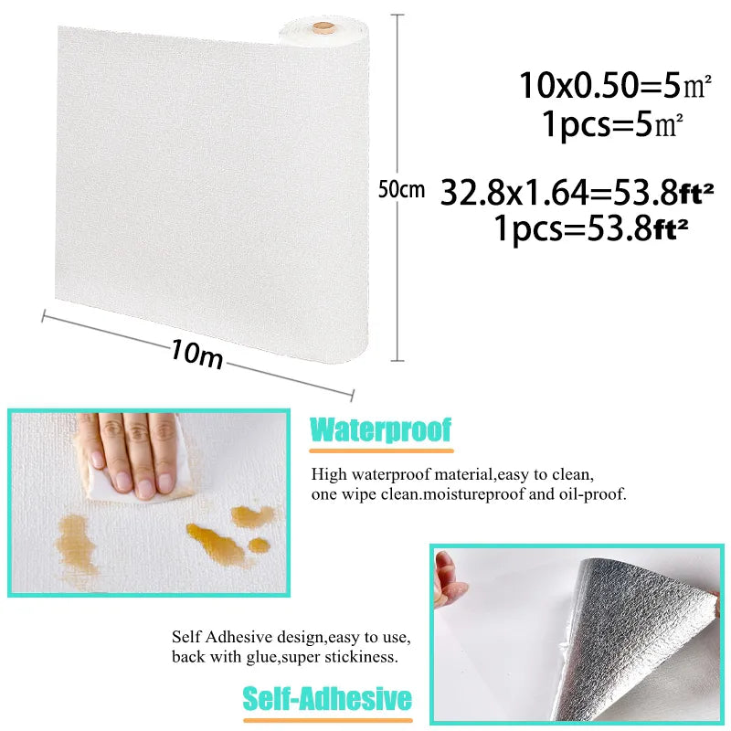 3D Linen Self-Adhesive Waterproof Wall Sticker - UTILITY5STORE