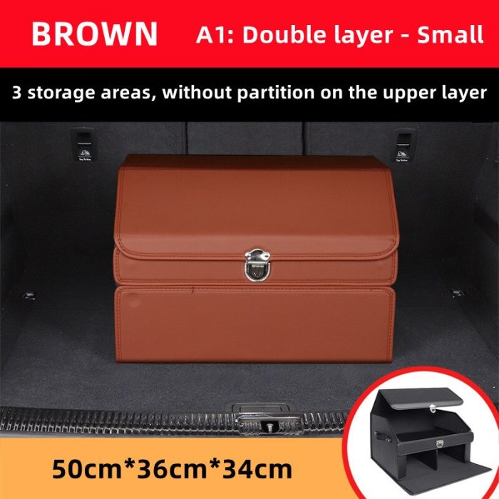 Car Guru Leather Large Capacity Trunk Organizer Box