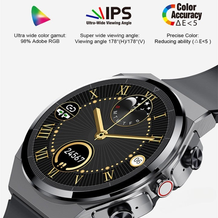 Classical Style Leather Built-in Bluetooth Headphones Smart Watch