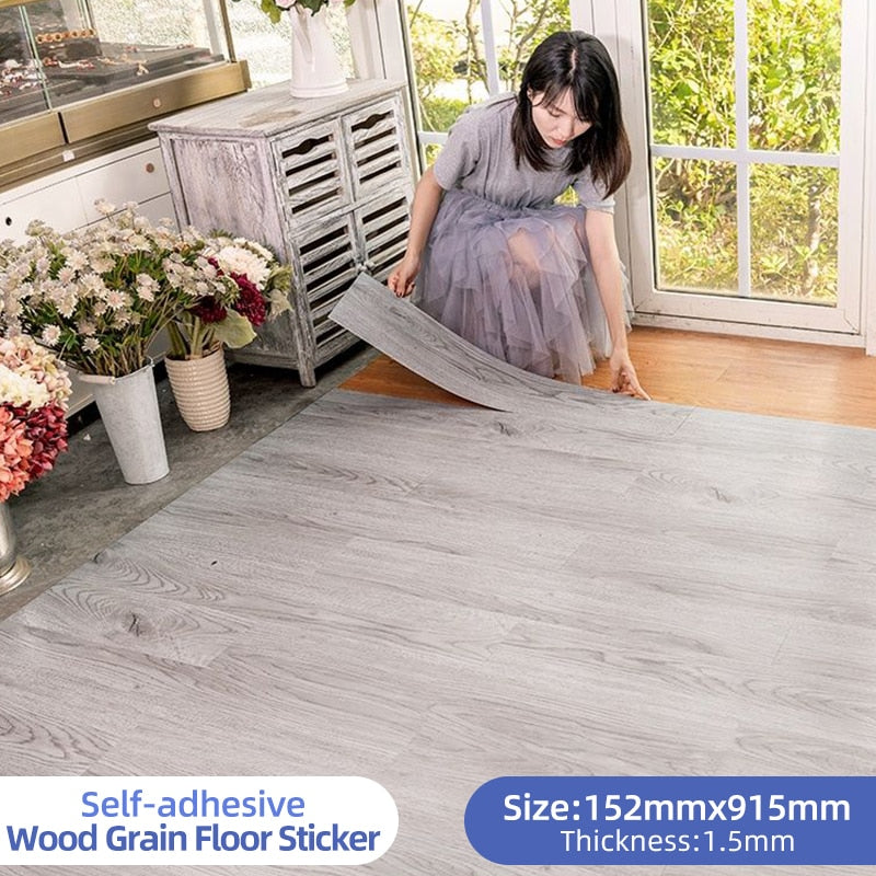 Modern Wood Grain PVC Self-Adhesive Floor Sticker