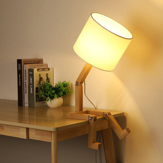 Thinker Wooden Robot Modern Night Lamp