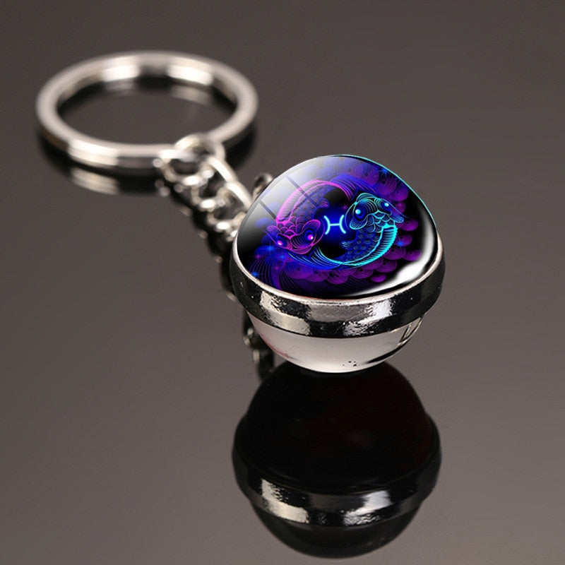 Cosmic Luminous Glass Keychain