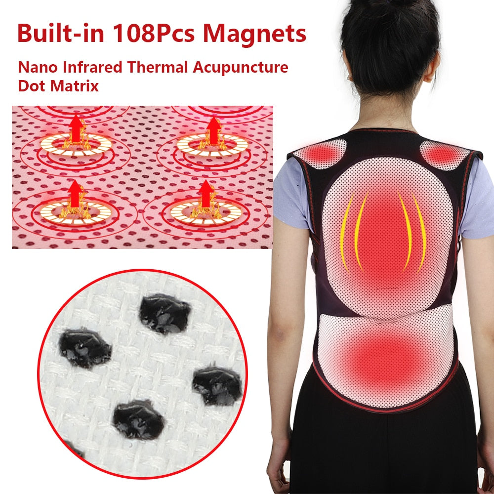 Self-Heating Magnetic Back Support Massager