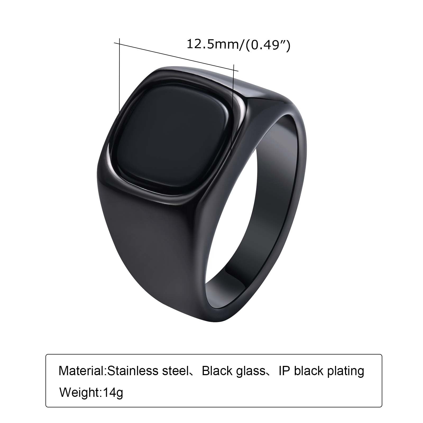 Black Storm Stone Stainless Steel Ring