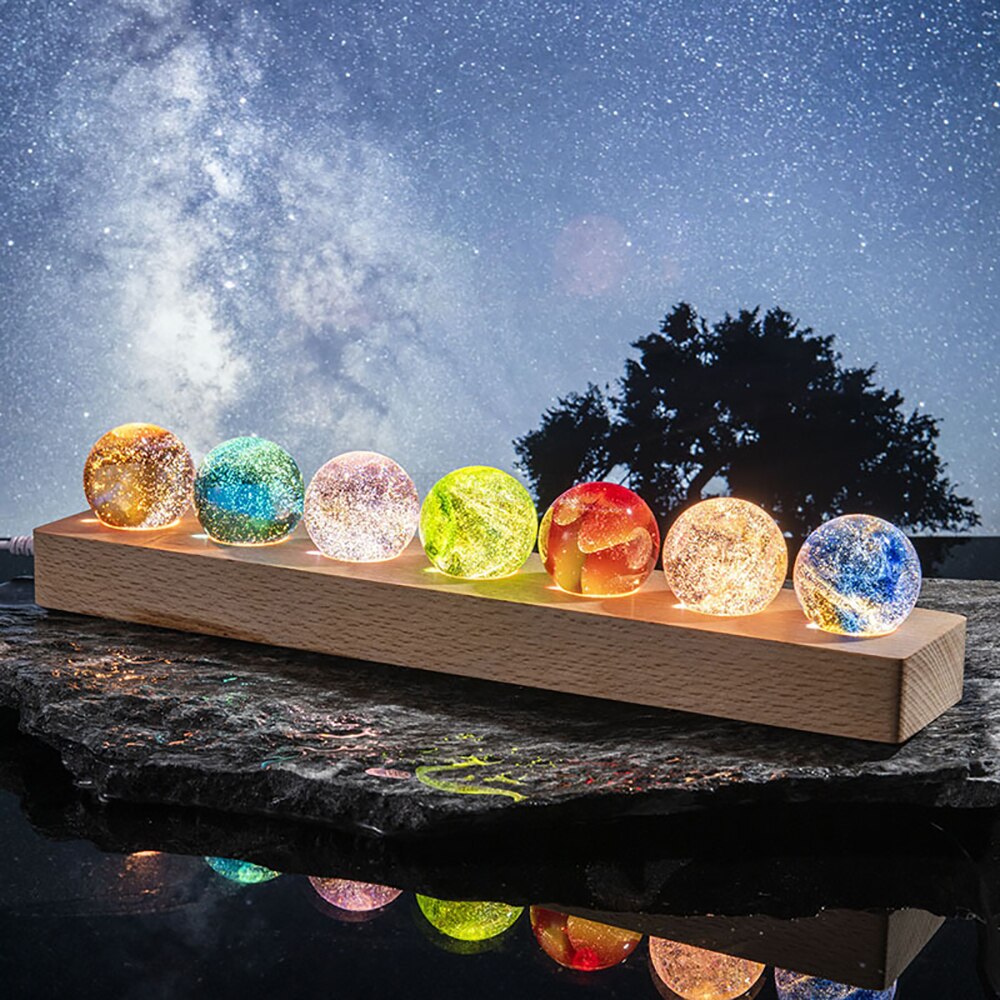 Colorful Luminous Galaxy Crystal Table Set