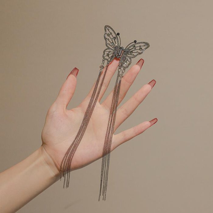 Butterfly Freedom Pearl Tassel Hair Claw