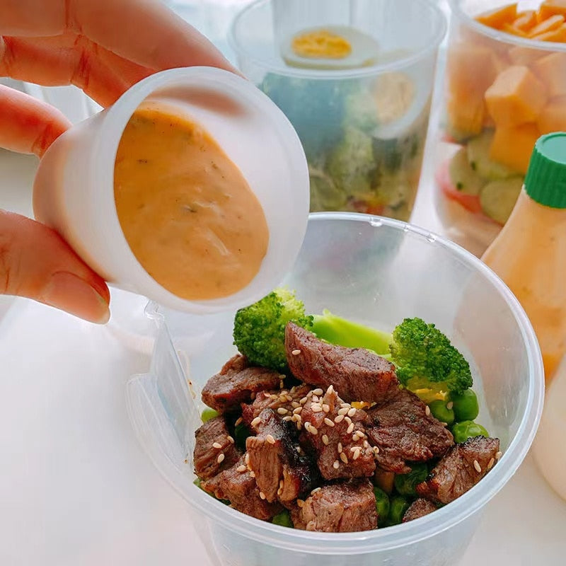 Portable Built-in Fork Mini Salad Cup