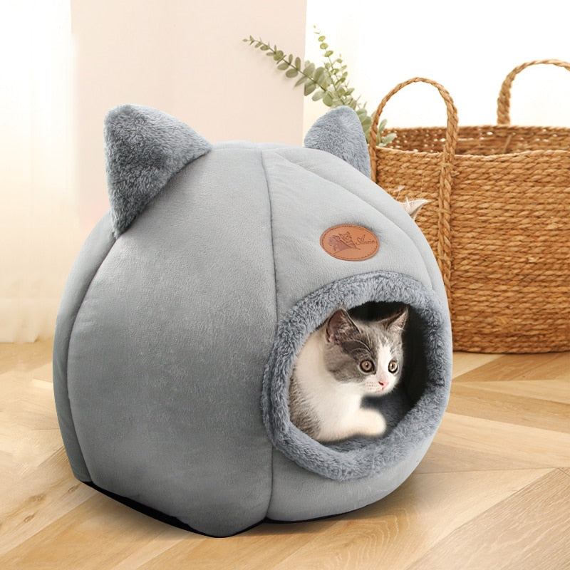 Fluffy Cave Cozy Indoor Cat Bed - Happy2Cats