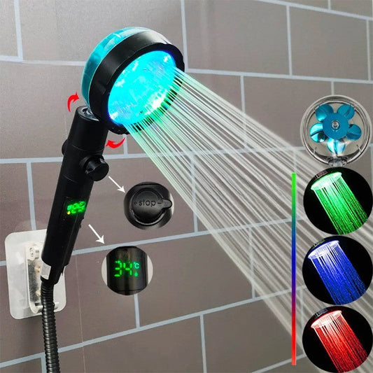 Multi-Color Temperature Display Shower Head