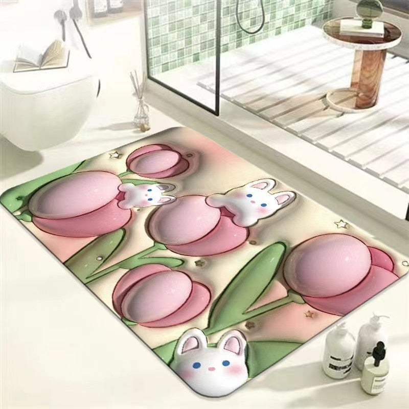 Non-Slip Cartoon Colorful Fun Quick Water Absorbent Mat