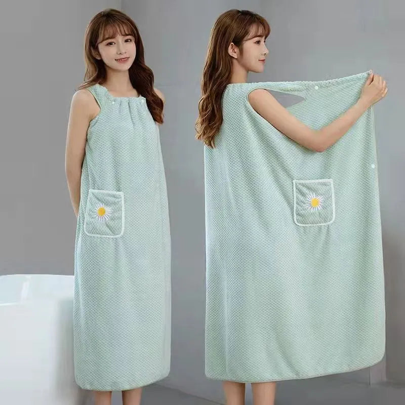 Quick Absorb Velvet Luxury Cute Wearable Bathrobe